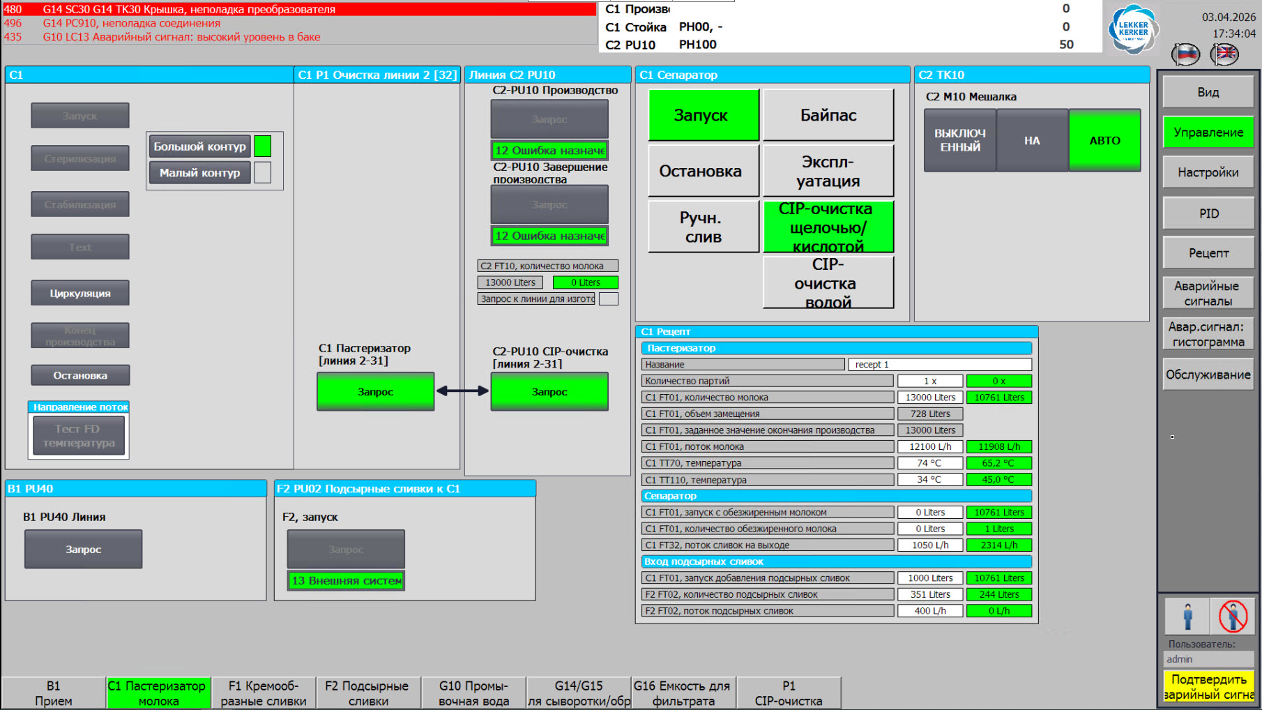 Cheese Production Automation — 150 Tons of Milk per Day